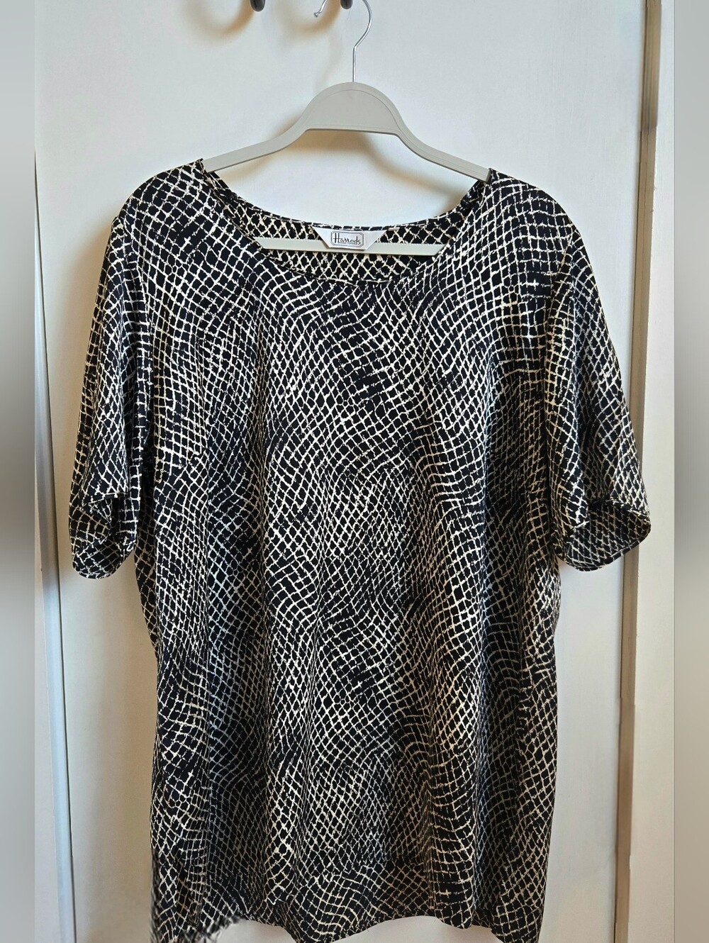 Harrods 100% Italian Silk Reptile Print Tunic Blouse